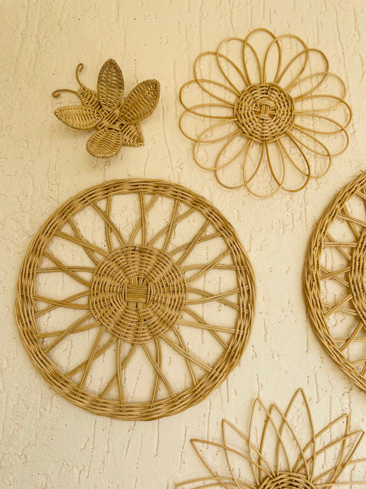 Butterfly & Flower Cane Wall Decor - Set of 6