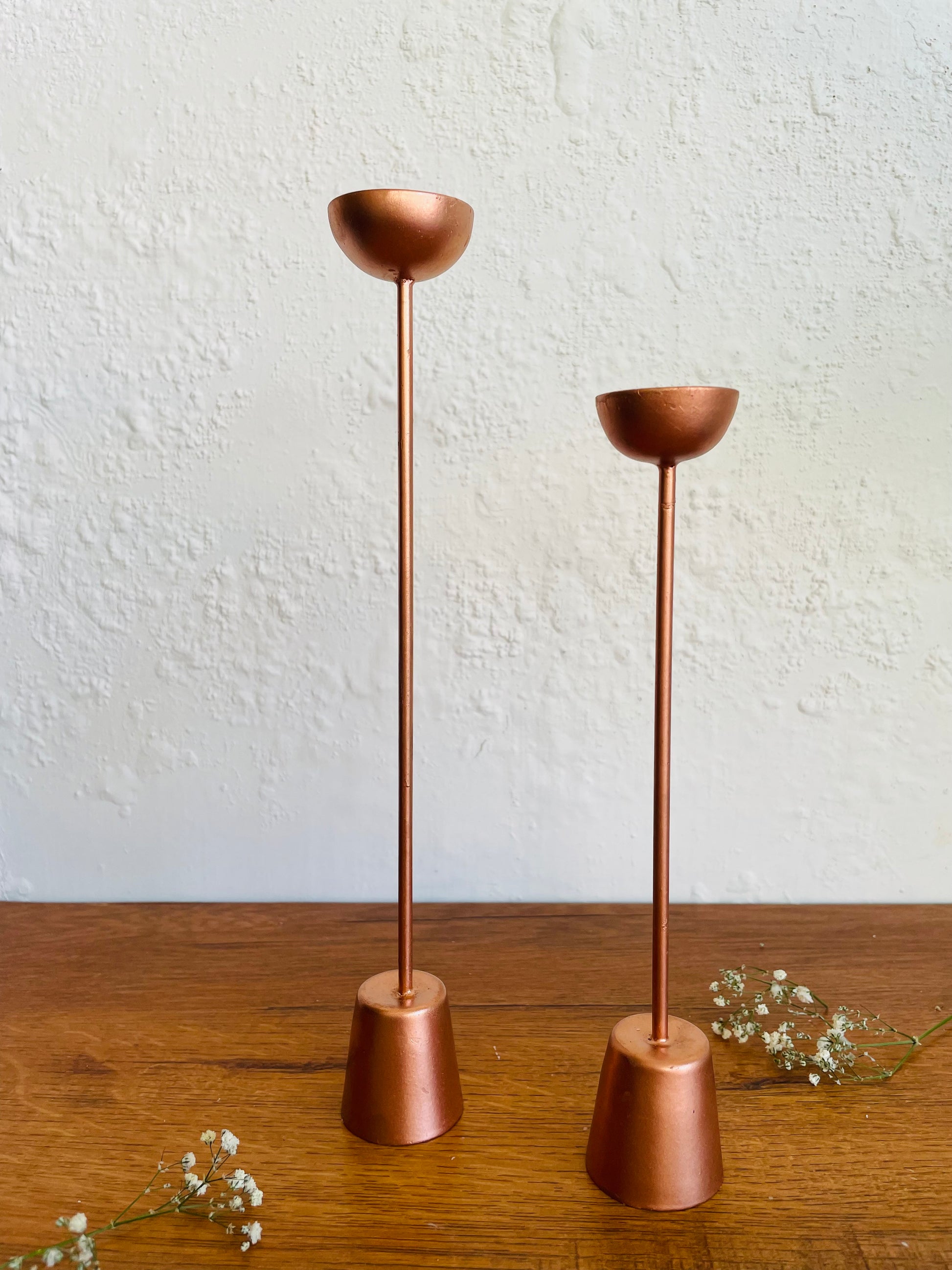 Contemporary Copper Plated Candle Holder - Set of 2 - TESU