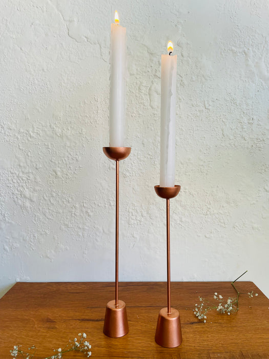 Contemporary Copper Plated Candle Holder - Set of 2
