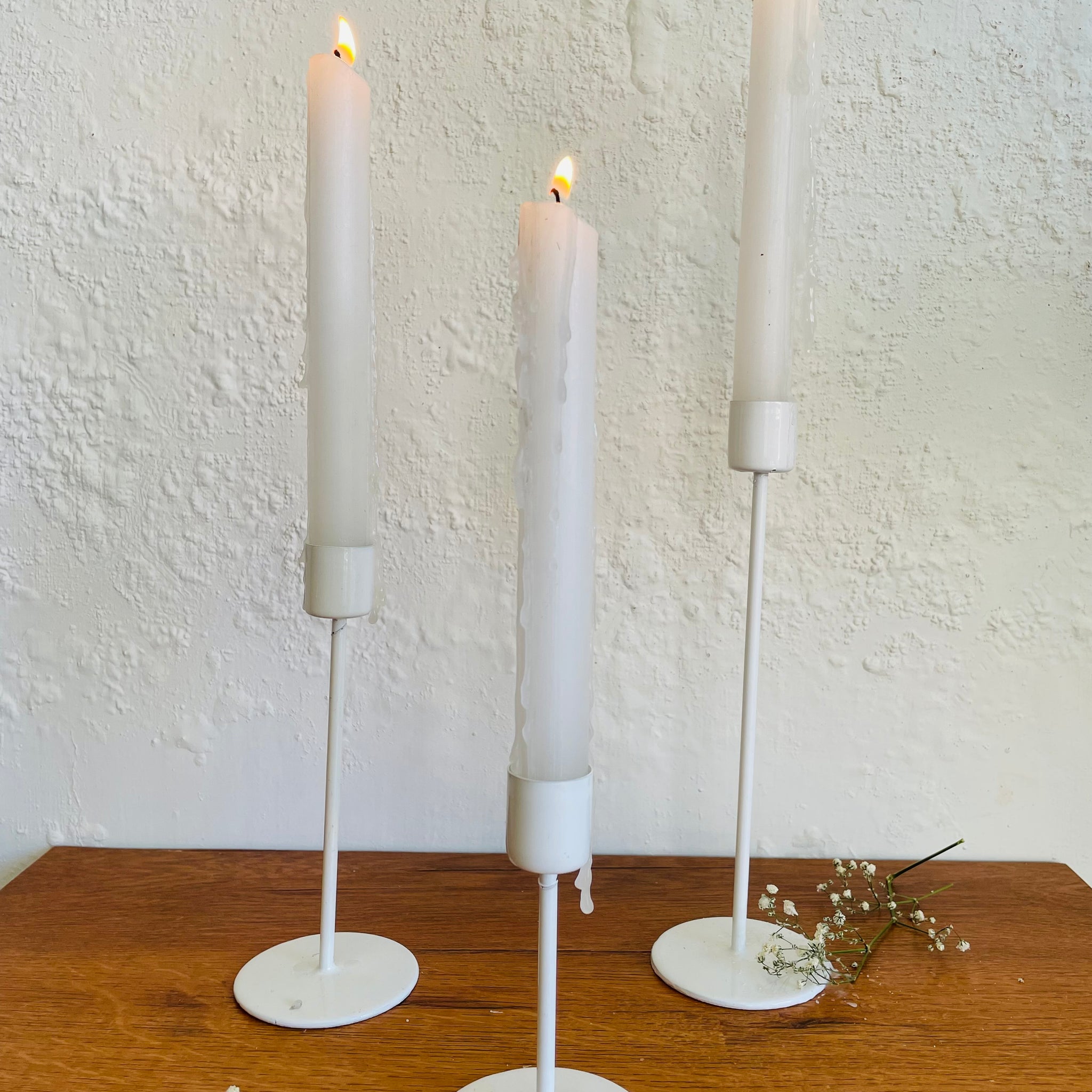White Contemporary Candle Holders - Set of 3