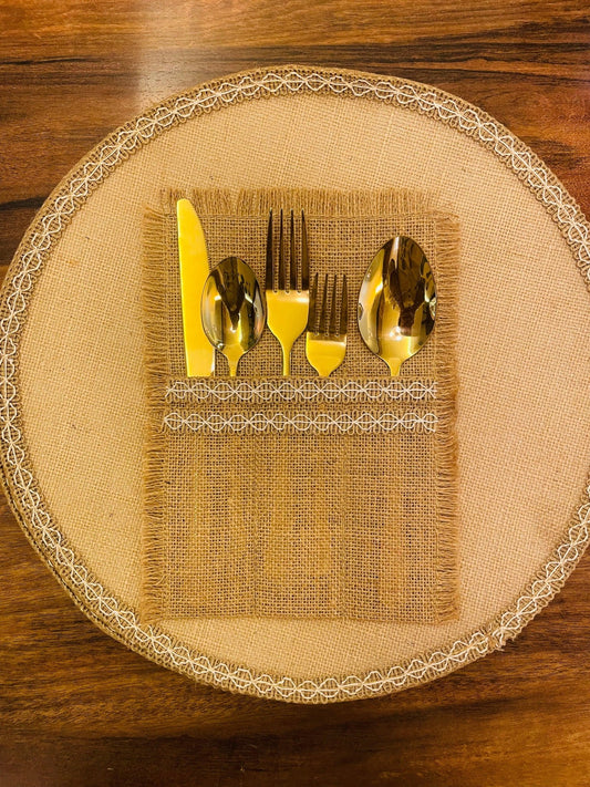 Jute Cutlery Case - Set of 4 - Neutral - TesuServeware