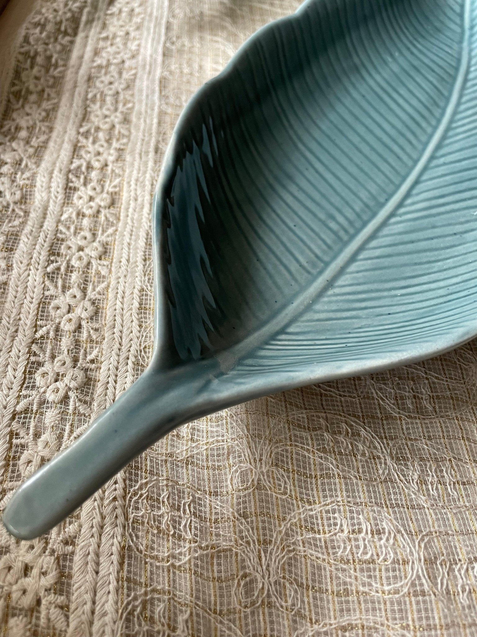 Leaf Shaped Turquoise Platter - TesuServing Platters