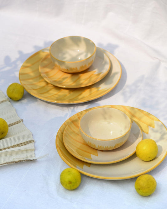 Positano Hand painted Yellow Plate Set - Set of 6 - TesuCeremic