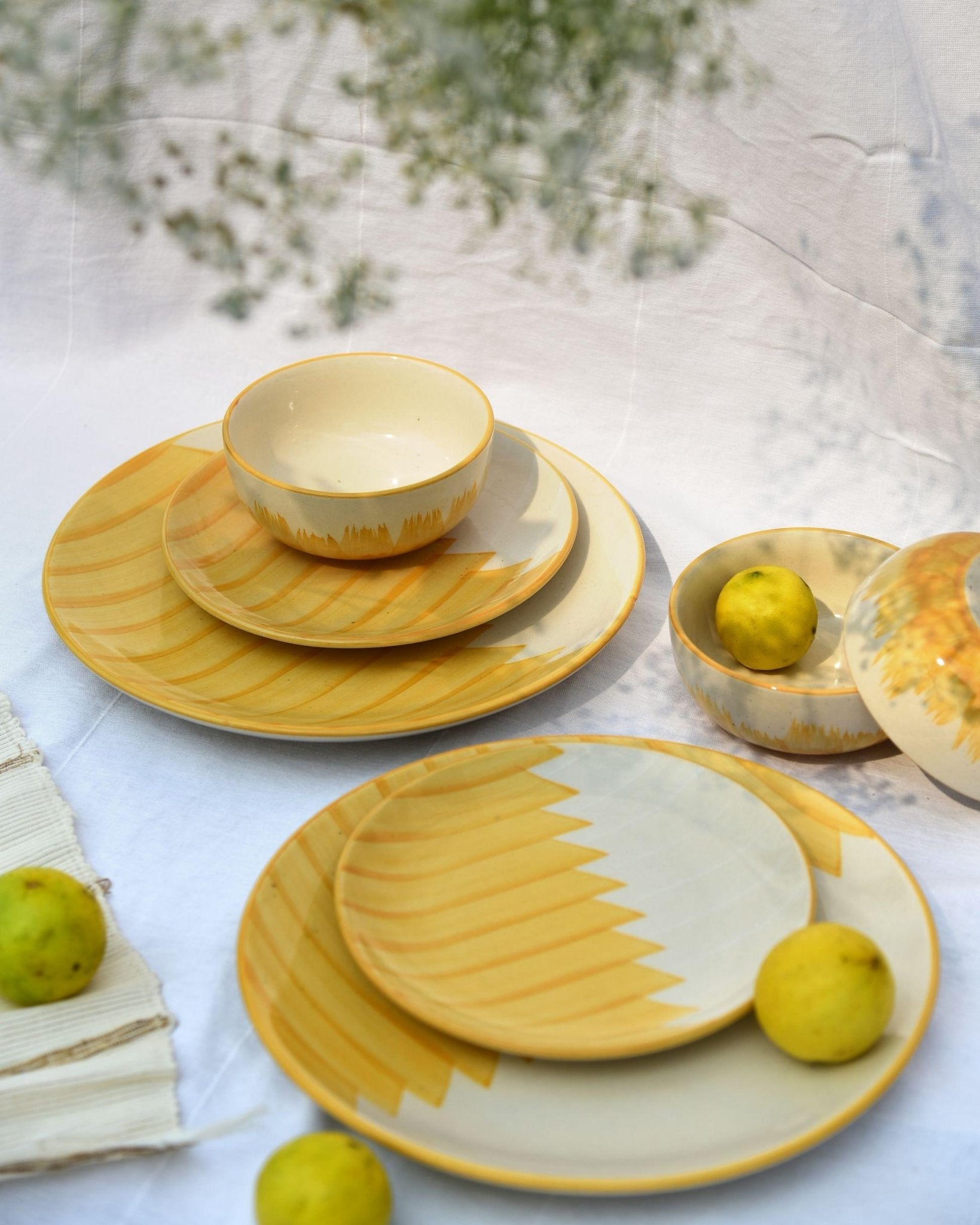 Positano Hand painted Yellow Plate Set - Set of 6 - TesuCeremic