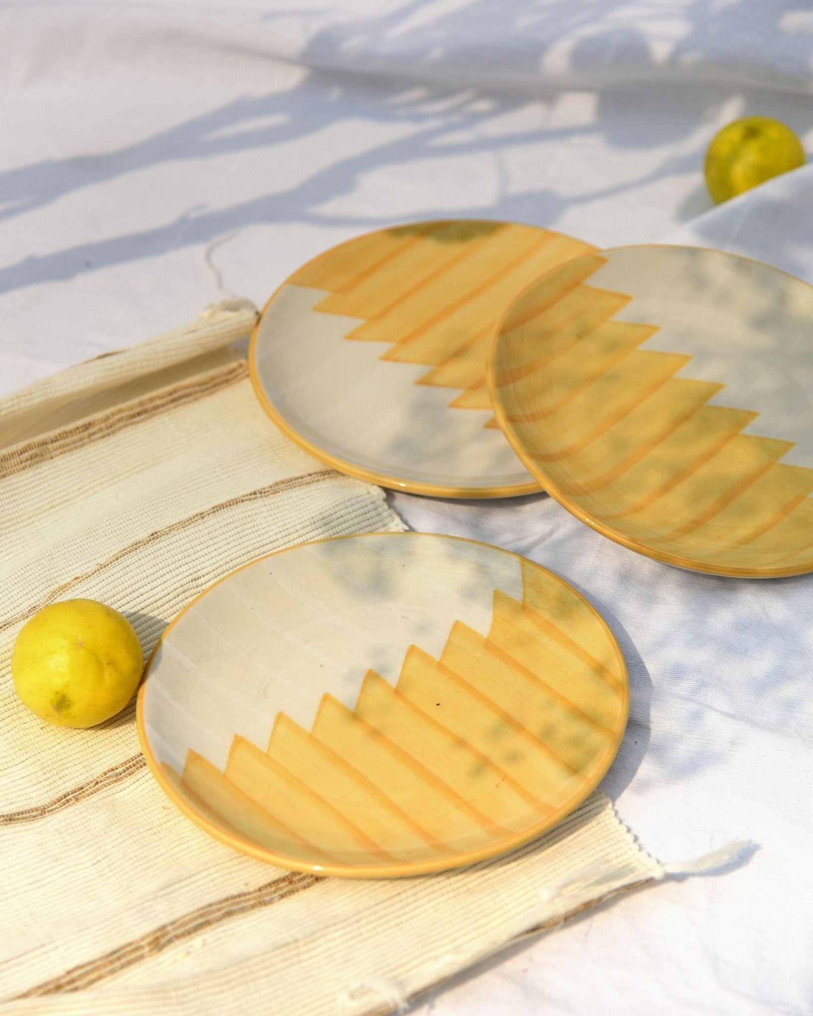 Positano Hand painted Yellow Plate Set - Set of 6 - TesuCeremic