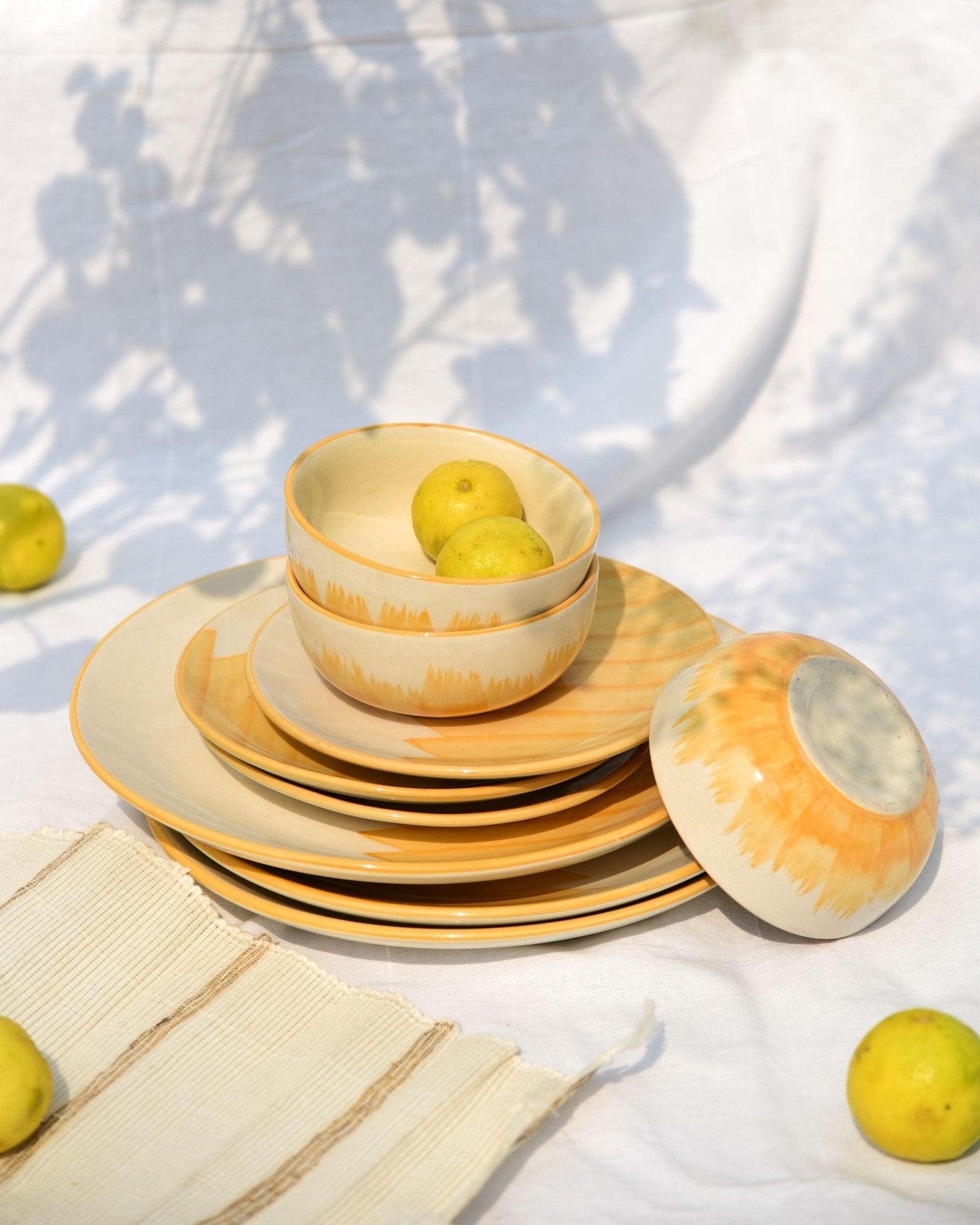 Positano Hand painted Yellow Plate Set - Set of 6 - TesuCeremic