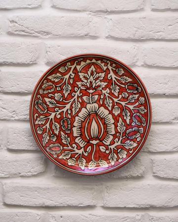 Red Flower Hanging Wall Plate - TesuWall Decor