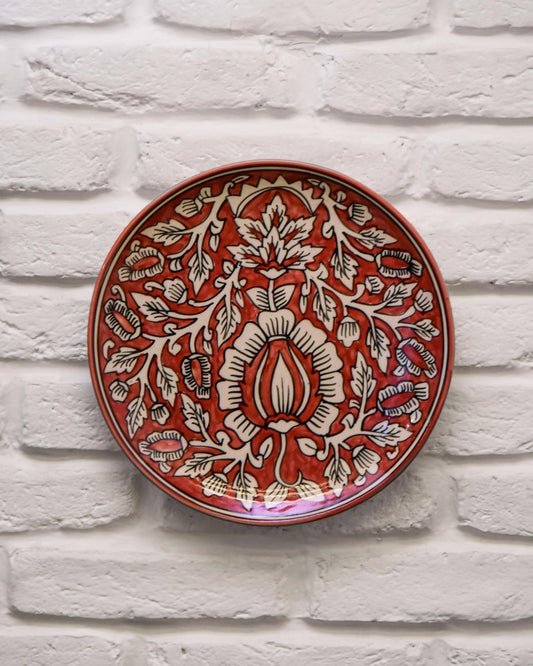Red Flower Hanging Wall Plate - TesuWall Decor