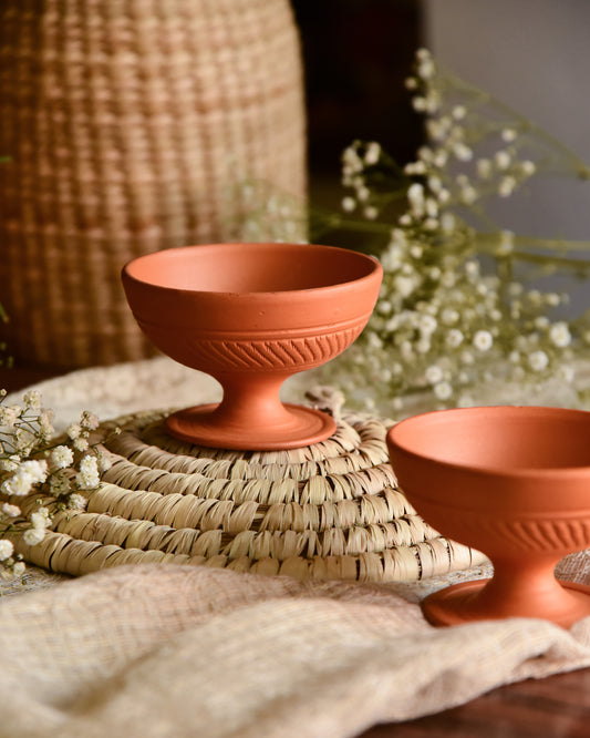 Handmade Terracotta Dessert Bowls ( Set of 2 ) tesu earthy nature dinner indian 