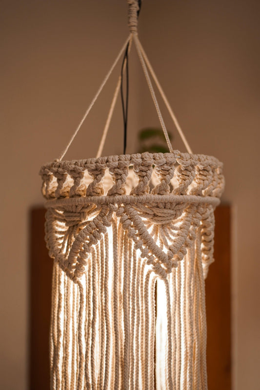 White Hibiscus – Macrame Lampshade - TesuLampshade