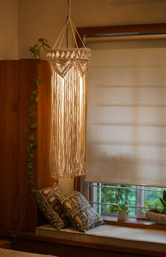 White Hibiscus – Macrame Lampshade - TesuLampshade