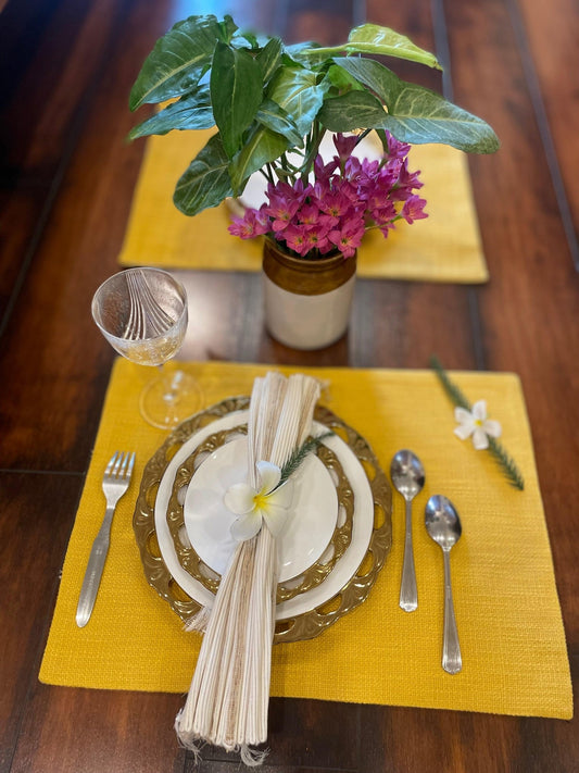 Yellow White Reversible Placemats (set of 4) - TesuPlacemats